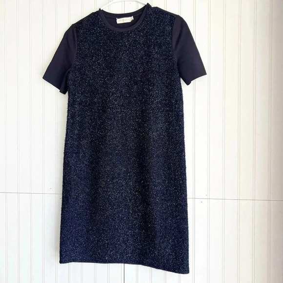 Tory Burch Size S Blue Short-Sleeve Tinsel Shift T-Shirt Dress - Picture 5 of 8
